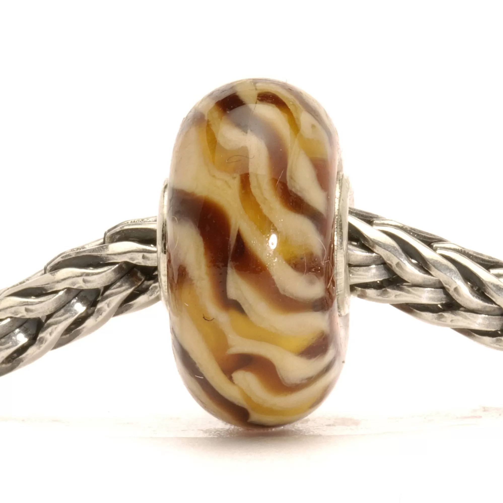 Online Trollbeads Clear Brown Braid Bead