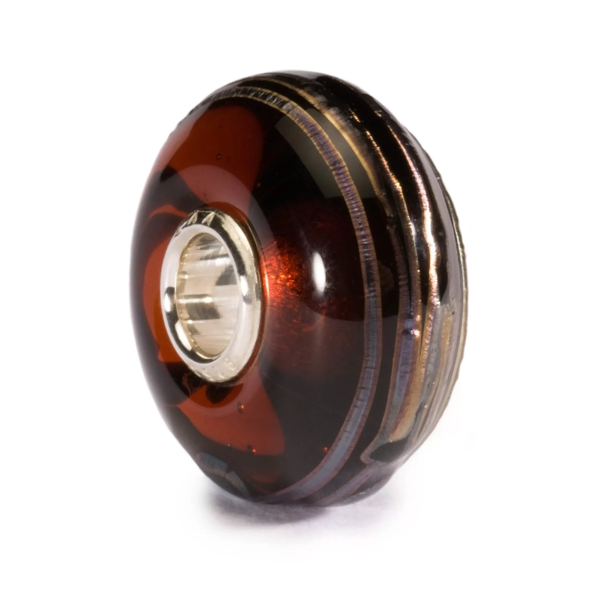 Store Trollbeads Golden Thread, Brown Bead