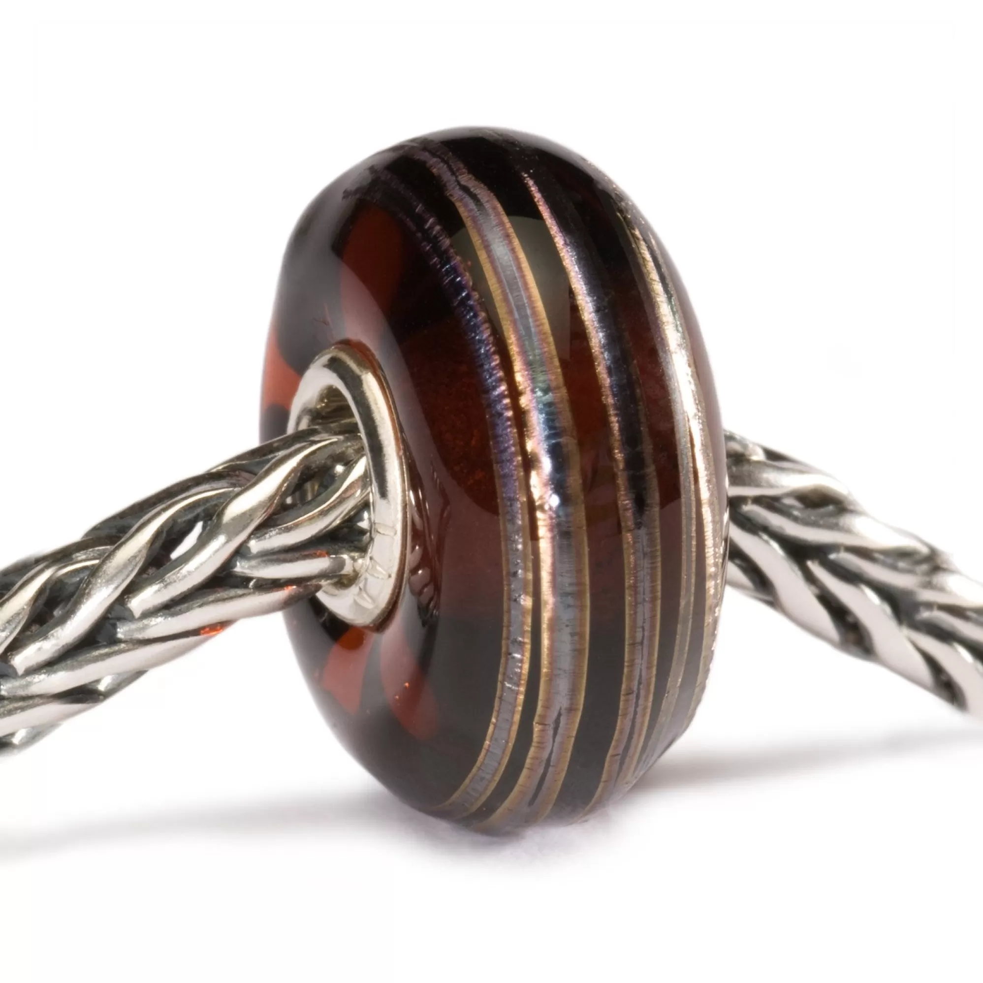 Store Trollbeads Golden Thread, Brown Bead