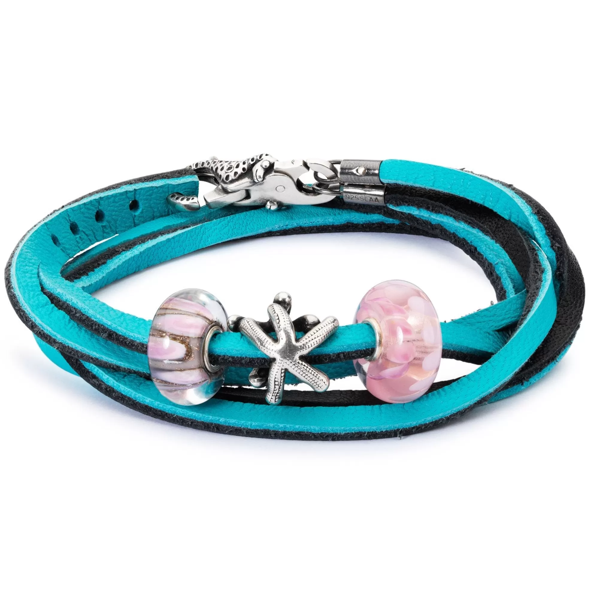 Store Trollbeads Leather Bracelet Cyan/Key