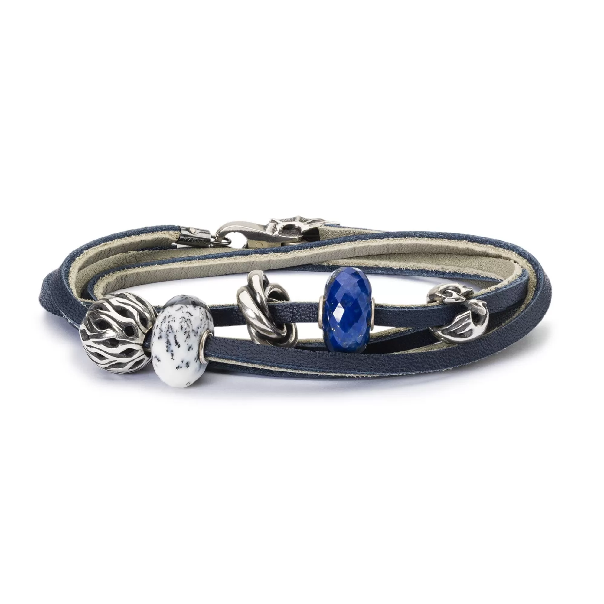 Best Sale Trollbeads Leather Bracelet Dark Blue/Light Grey