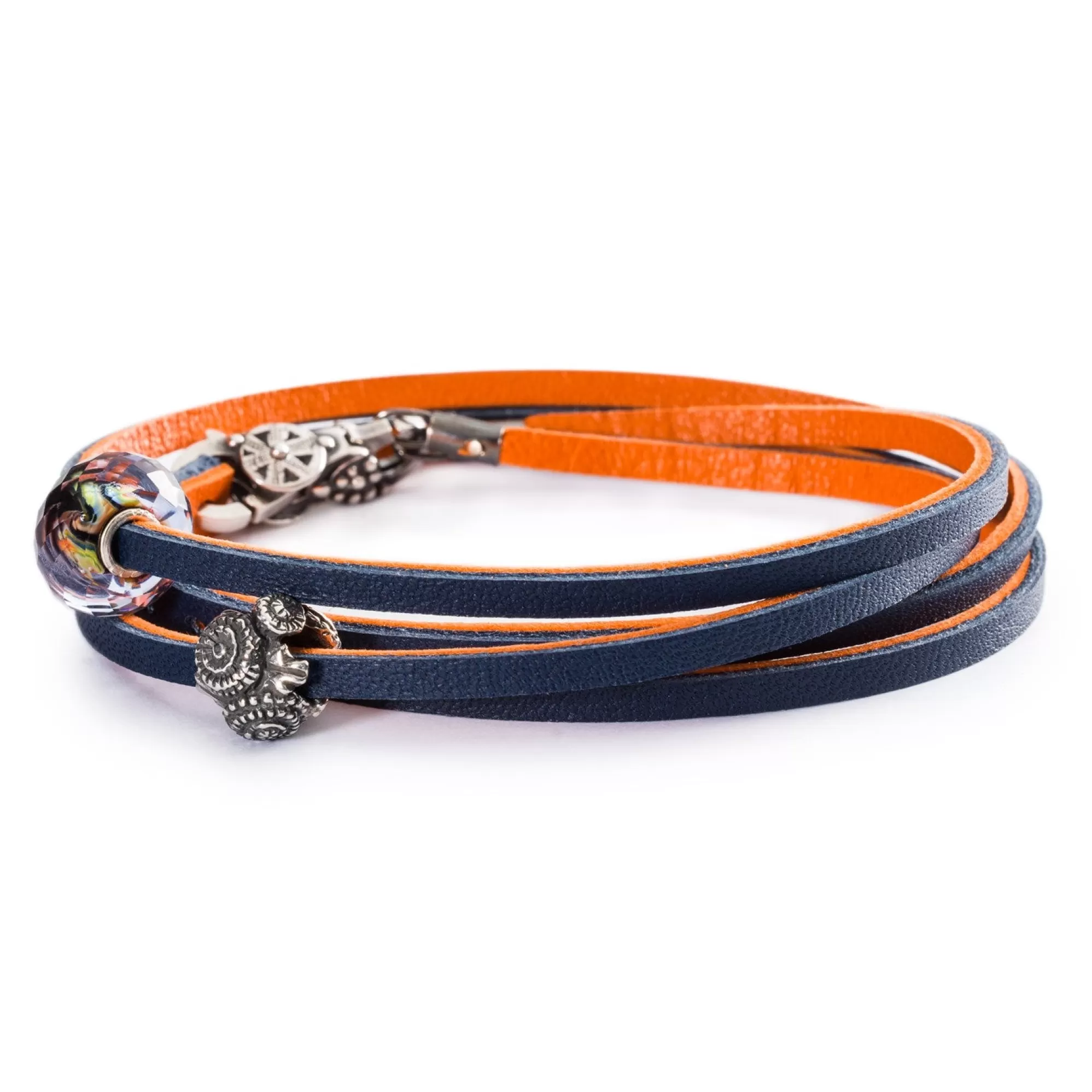 Store Trollbeads Leather Bracelet Orange/Navy