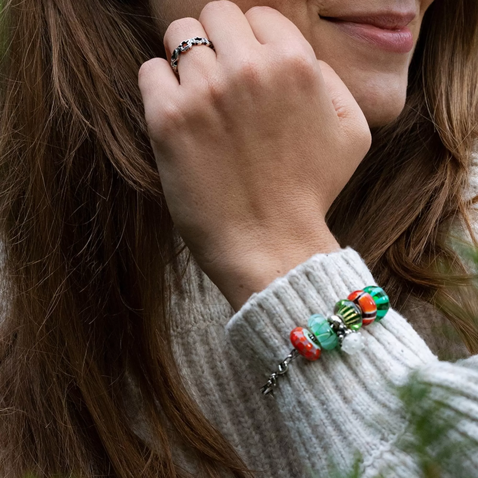 New Trollbeads Red Symmetry Bead