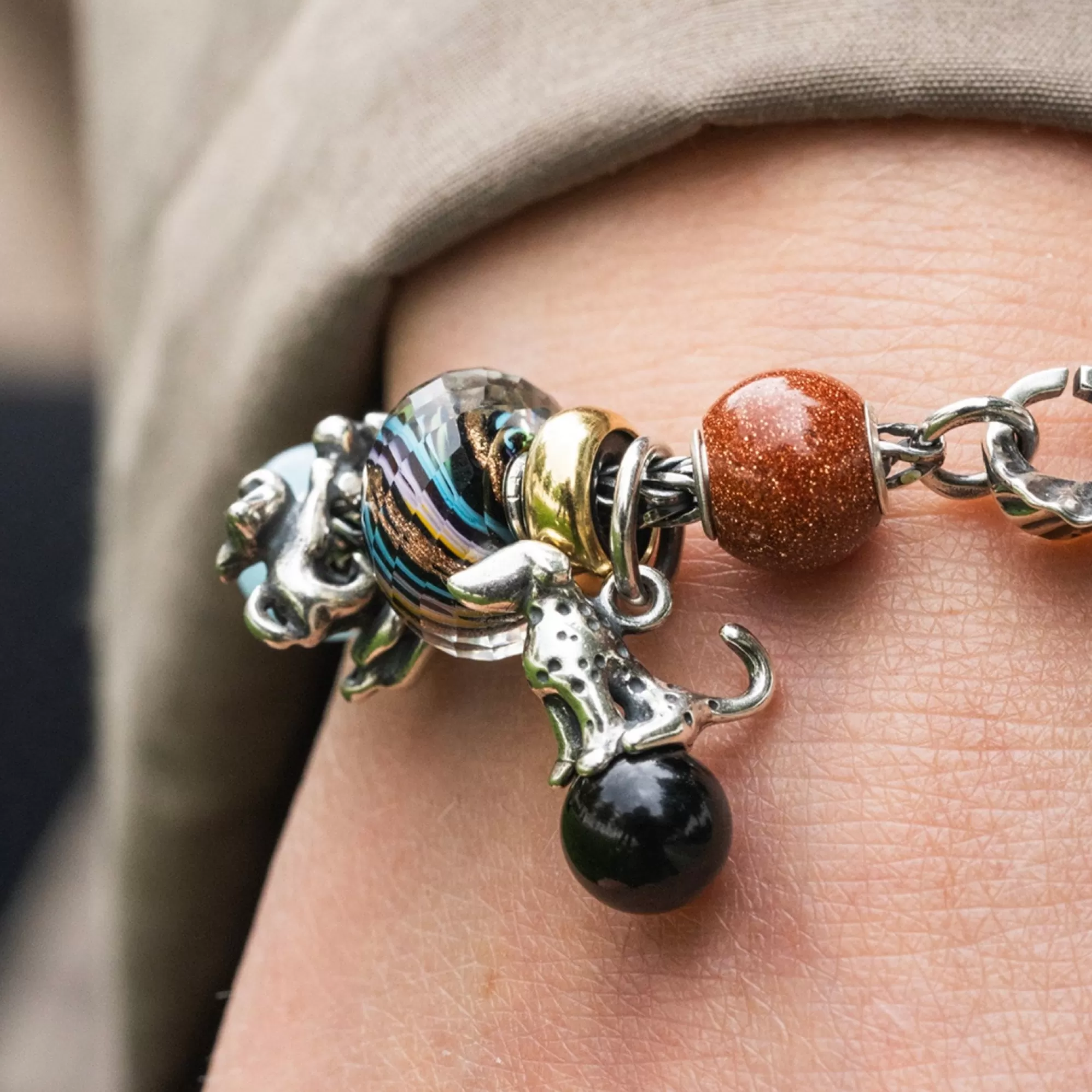 Discount Trollbeads Round Brown Goldstone Bead