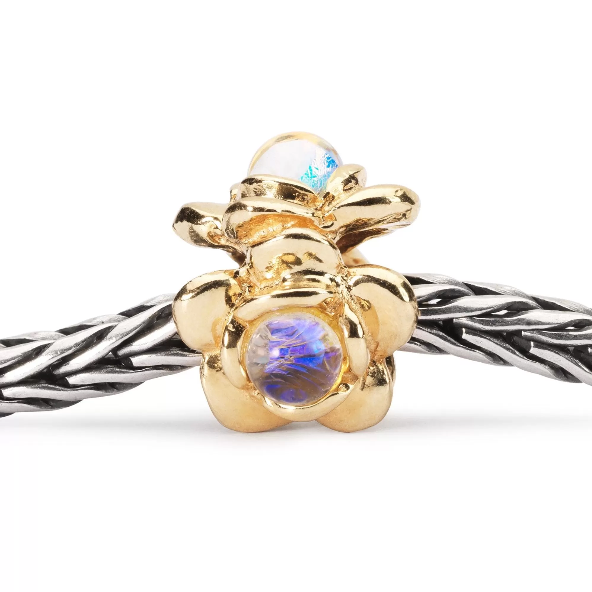 New Trollbeads Three Flowers, Gold Bead