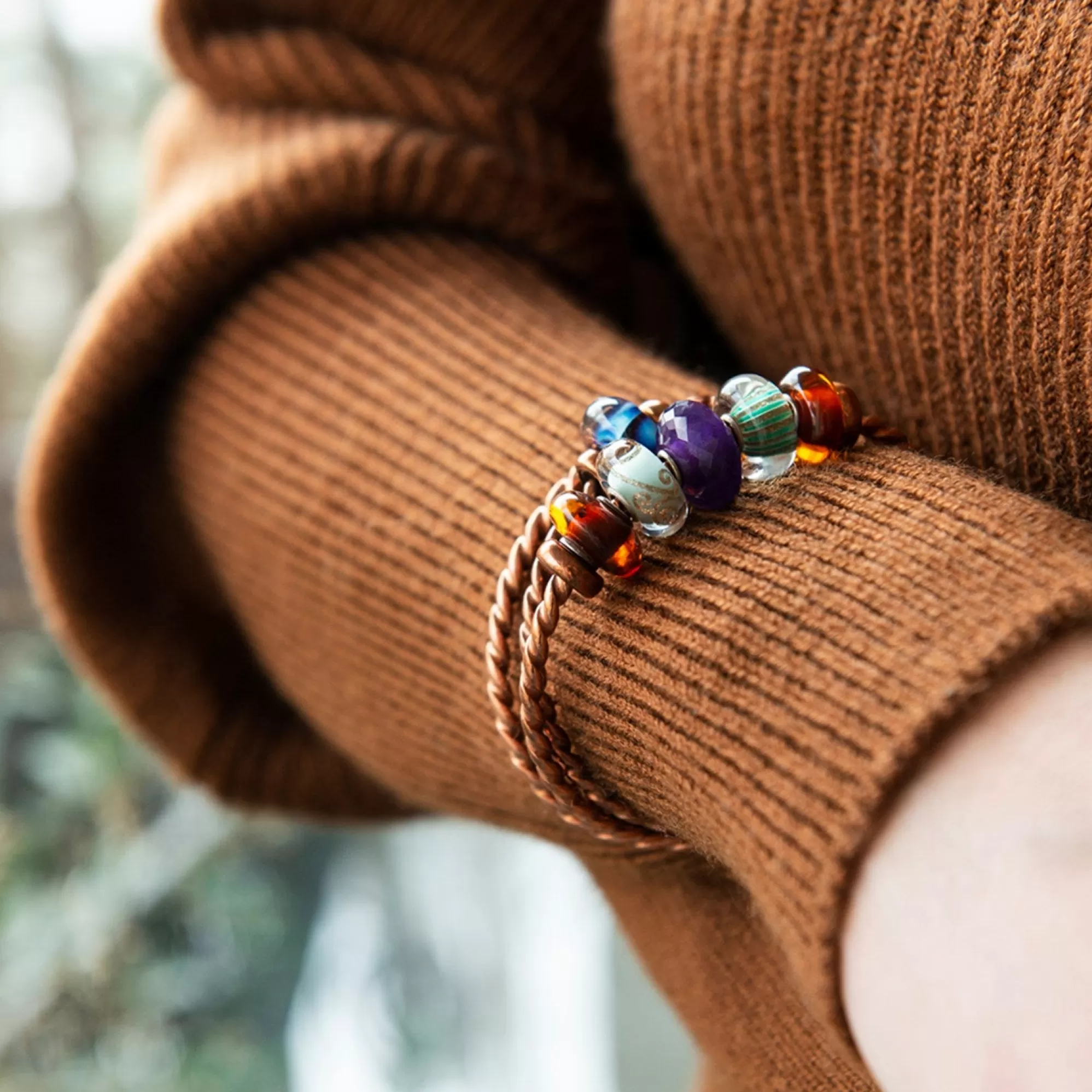 Fashion Trollbeads Twisted Copper Bangle With 2 X Copper Spacers