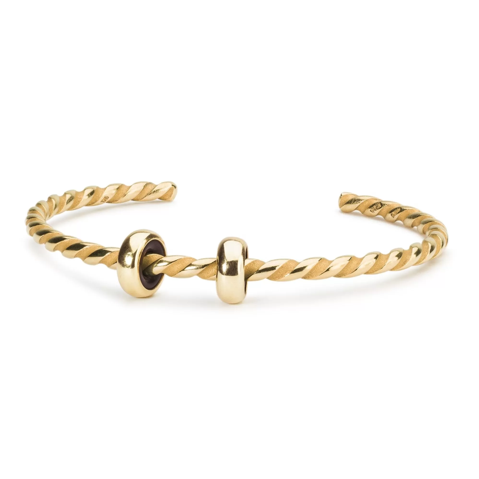 Clearance Trollbeads Twisted Gold Plated Bangle With 2 X Gold Spacers