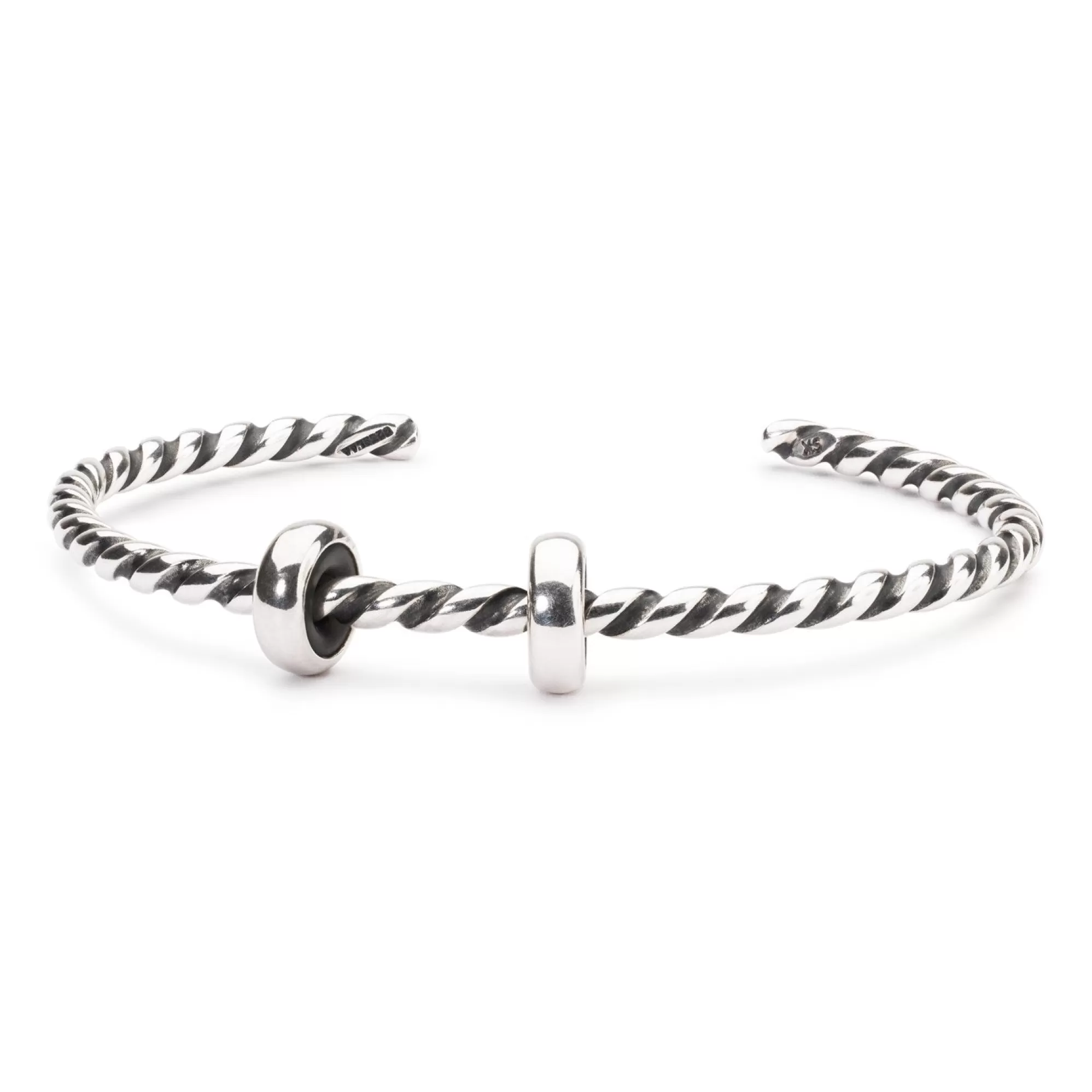 Store Trollbeads Twisted Silver Bangle With 2 X Silver Spacers