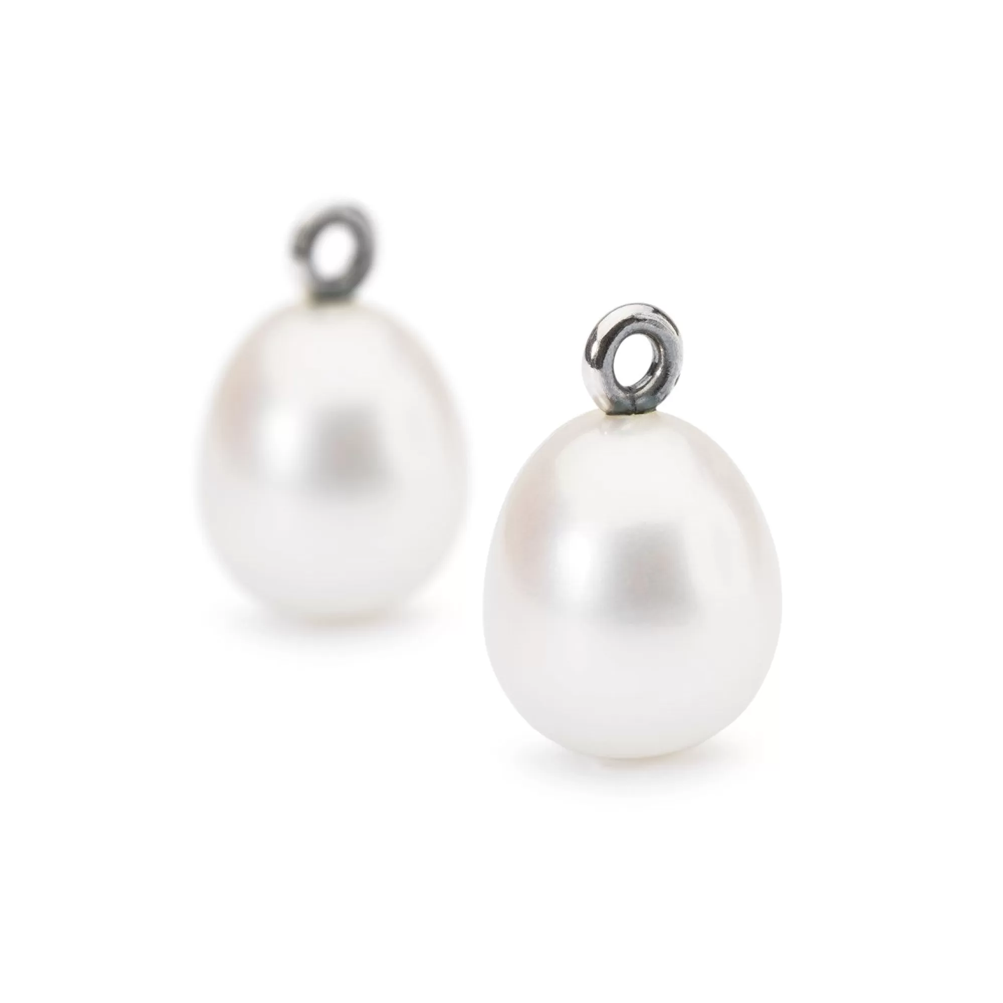 Online Trollbeads White Pearl Oval Earring Pendants